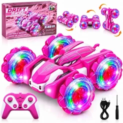 Carrinho De Controle Remoto Recarregável Tração 4x4 Rápido Maluco Gira 360 Com Luzes Aranha Rosa