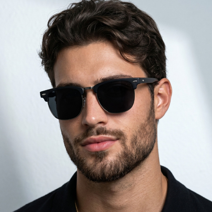 Imagem Óculos de Sol Lyon Preto Fosco Premium Steampunk uv400 Masculino Feminino Unissex - Cacife Brand