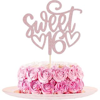 Topo de Bolo Brilhante para 16º Aniversário, Decoração de Bolo para Celebração de 16 Anos, Suprimentos para Decoração de