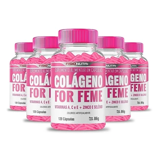 Kit 5X Colágeno hidrolisado + Vitaminas Para Skincare Cabelo Unha e Pele FisioNutri