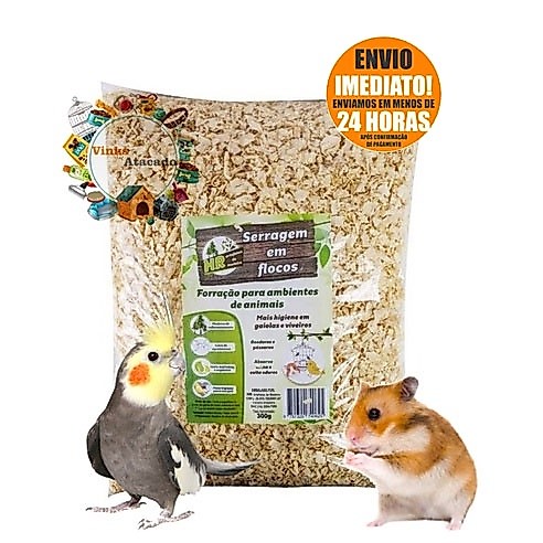 Serragem 300g e 600g Para Hamster Ramster Passaros Agaporne Calopsita Coelho Periquitos Gaiolas e Viveiros 300g e 500g