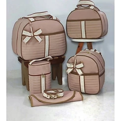 Kit Bolsa Maternidade Lisboa 5 Peças Completa Personalizada Bebê Menina Menino