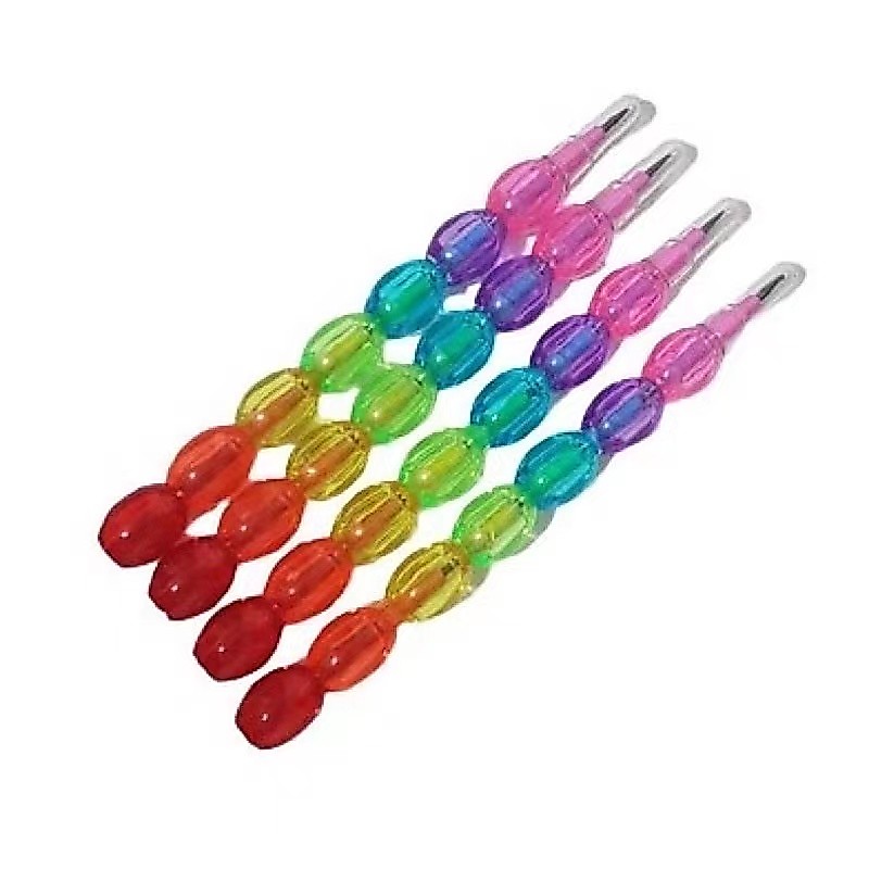 KIT 4 Lapiseira Divertida Troca Ponta Bolinhas Cristal Coloridas Papelaria Retro