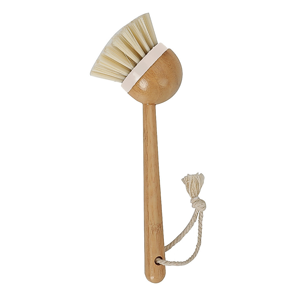 Escova de Limpeza Redonda com Cabo Longo de Bambu - Oikos