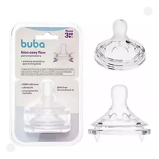 Kit Com 2 Bicos Para Mamadeira Easy Flow +4m Buba - Fluxo 3