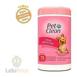 Lenço Umedecido Pet Clean Para Cães E Gatos Fêmeas 75 Und