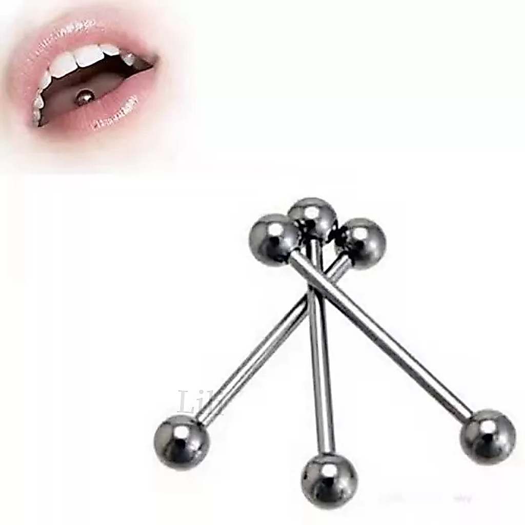 Kit 12 Piercing de Língua Aço  Cirúrgico prata