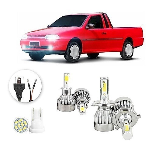 Lâmpadas Ultra Led Volkswagen Saveiro G2 20000lm Alto Baixo e Milha + Pingo Led