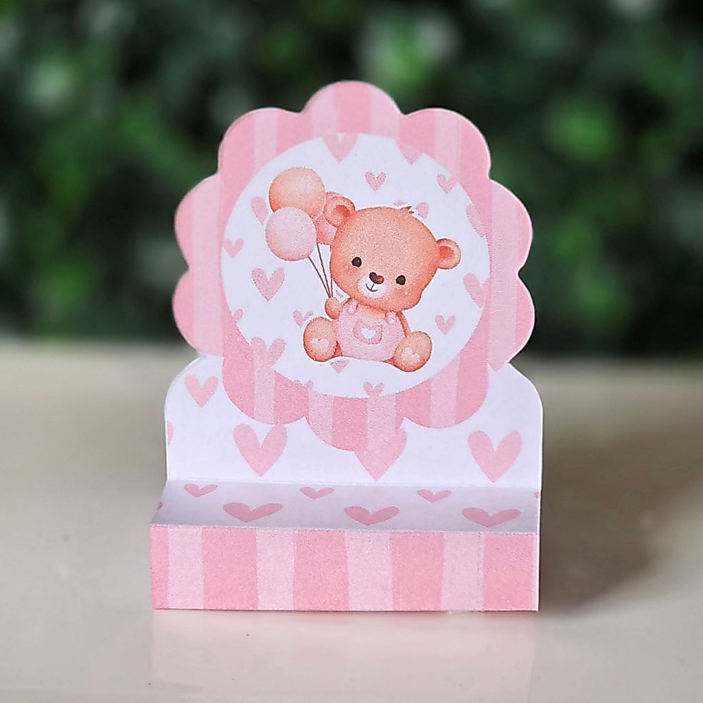 Porta bis duplo Ursinha ROSA - PEGUE E MONTE - PRONTA ENTREGA chá de bebê fraldas festa lembrancinhas mimos decoração