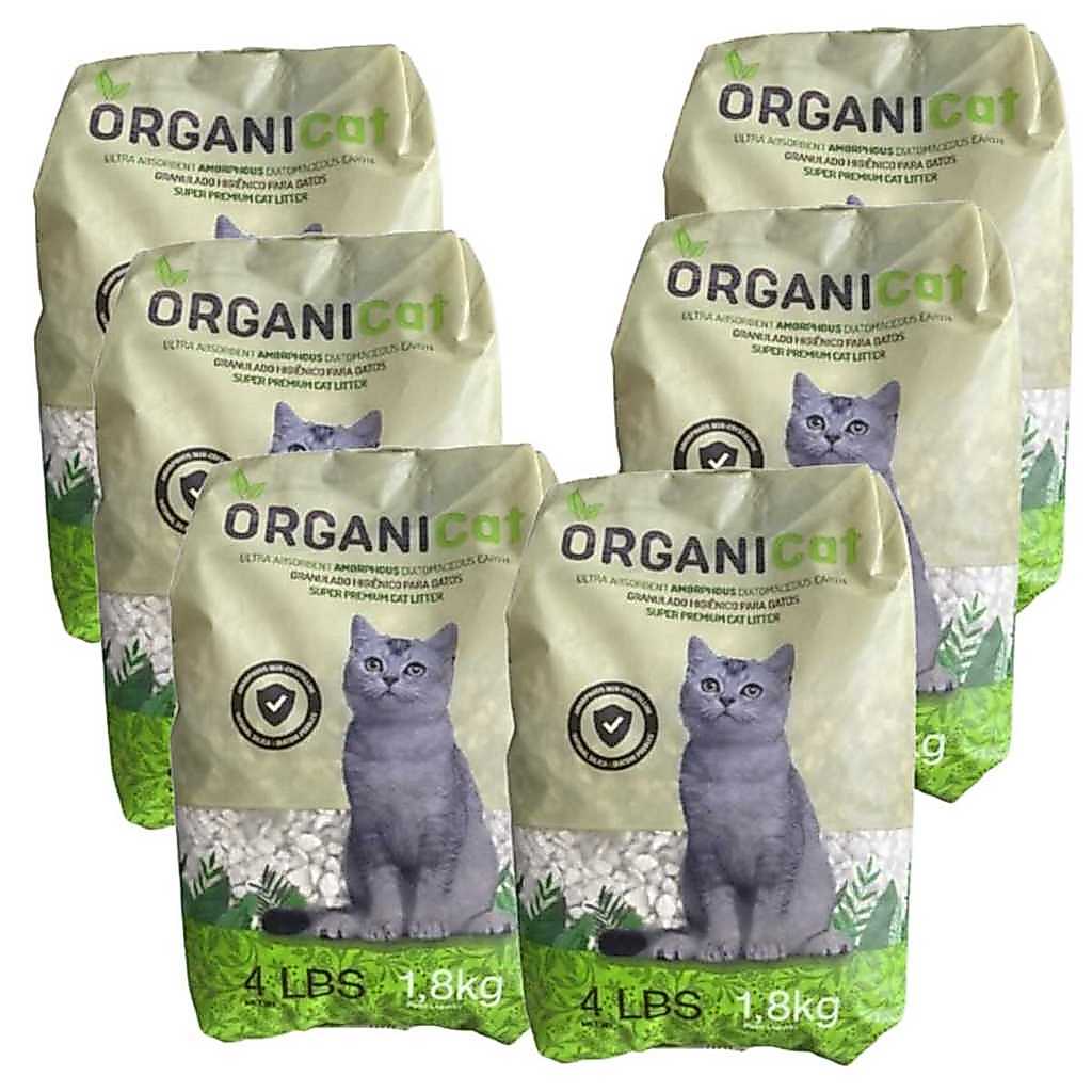Areia para gatos Biodegradável Organicat 1,8kg Kit com 6un