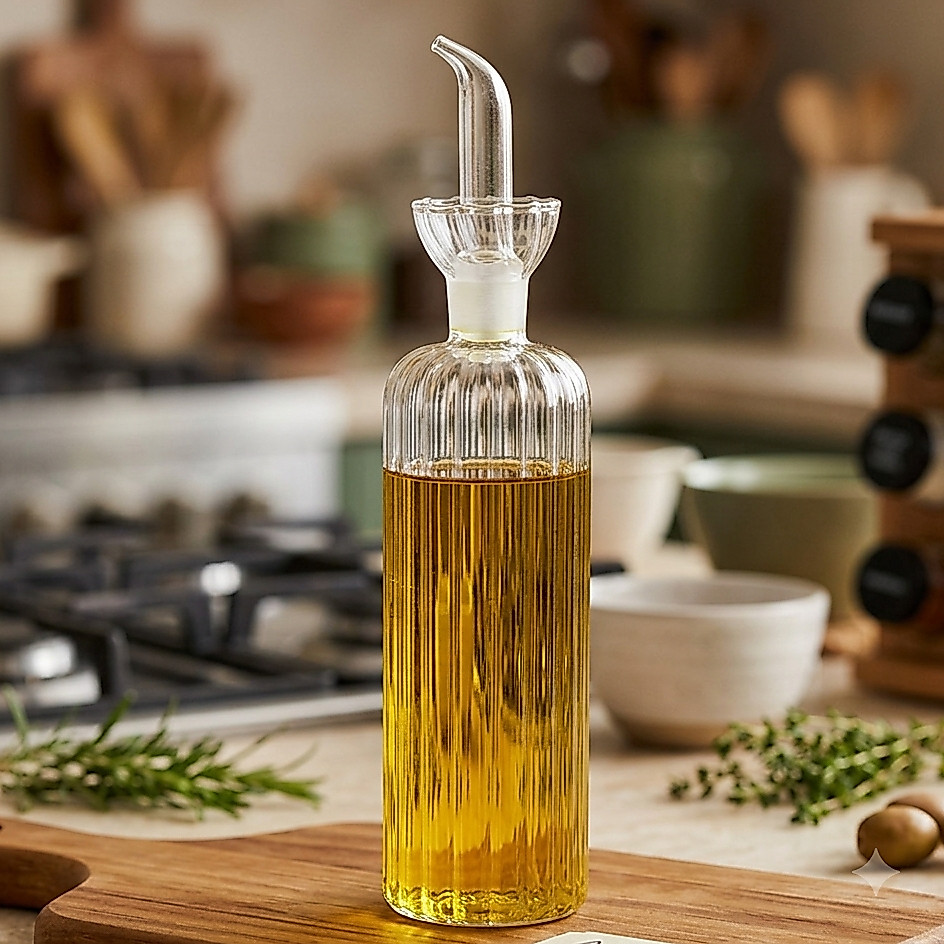 Imagem Galheta Azeiteiro De Vidro Borossilicato Lótus 520ml Hauskraft