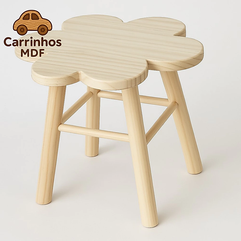 Banquinho Infantil Modelo Flor Em MAdeira Pinus Decoração