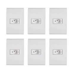 Kit com 06 Tomadas Tramontina Liz com 2 Pinos + Terra 10A/250V Branco