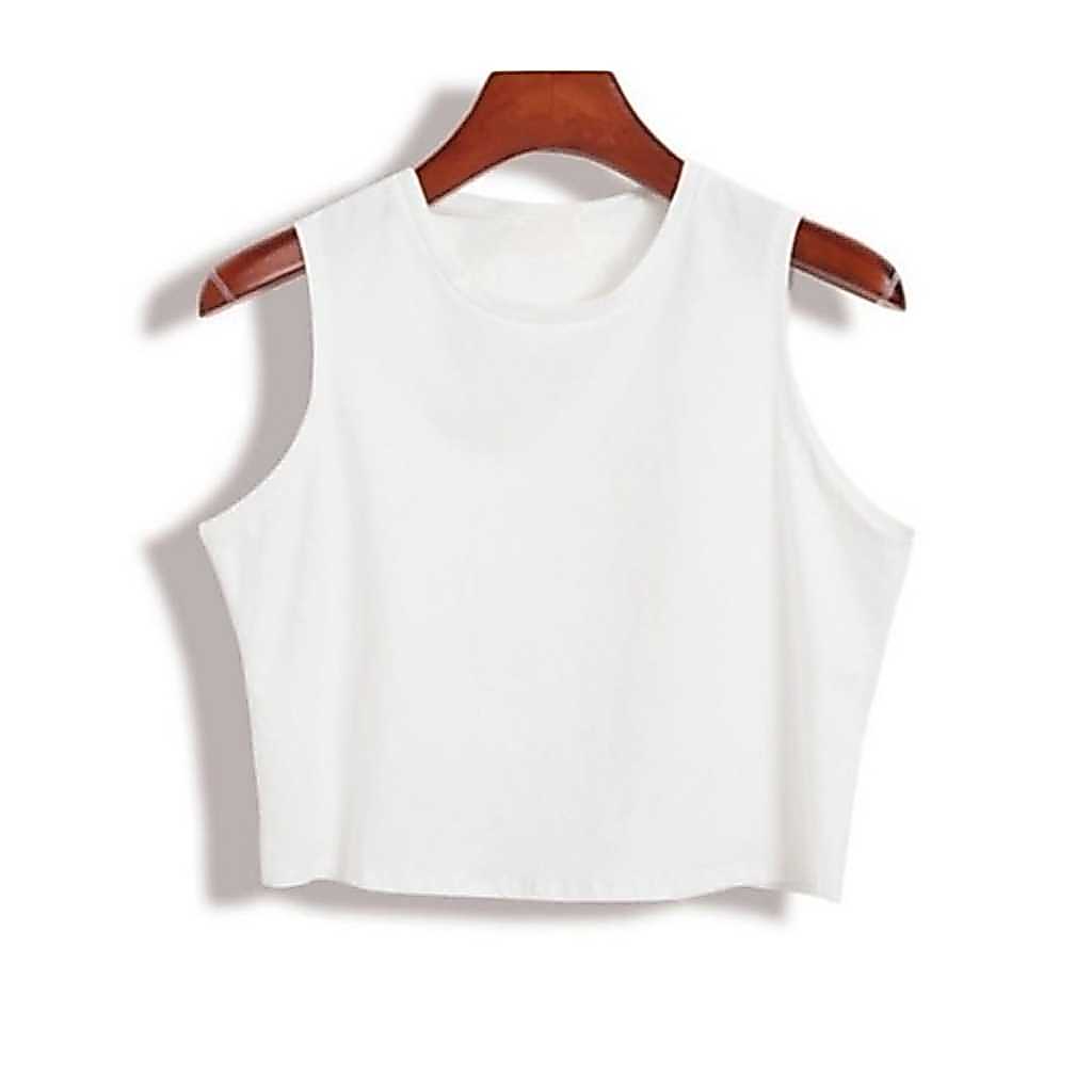 Blusa Cropped Regato Branca Feminino Liso Básico Algodão