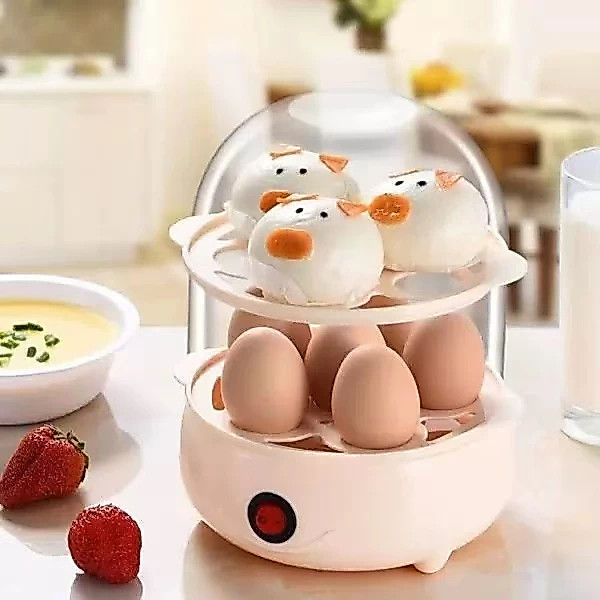 Cozedor de Ovos Elétrico Portátil Cozinha à Vapor 110V Cor Aleatória Uma Camada/Camada Dupla