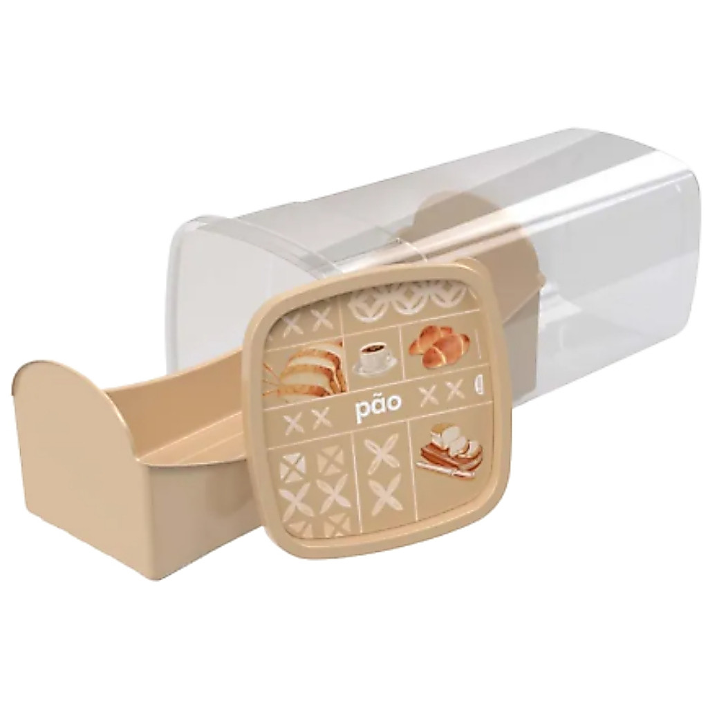 Porta Pão De Forma Retrô De Plástico Para Café Da Manhã Cor Bege Claro Plasútil