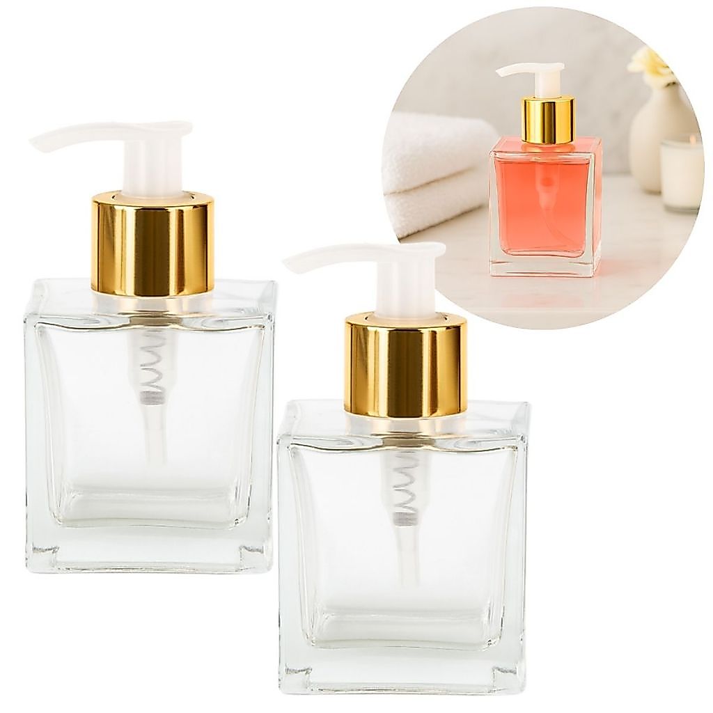 Kit 30 Porta Sabonete Vidro Cubo 100ml C/ Válvula Luxo Para Sabonete Liquido