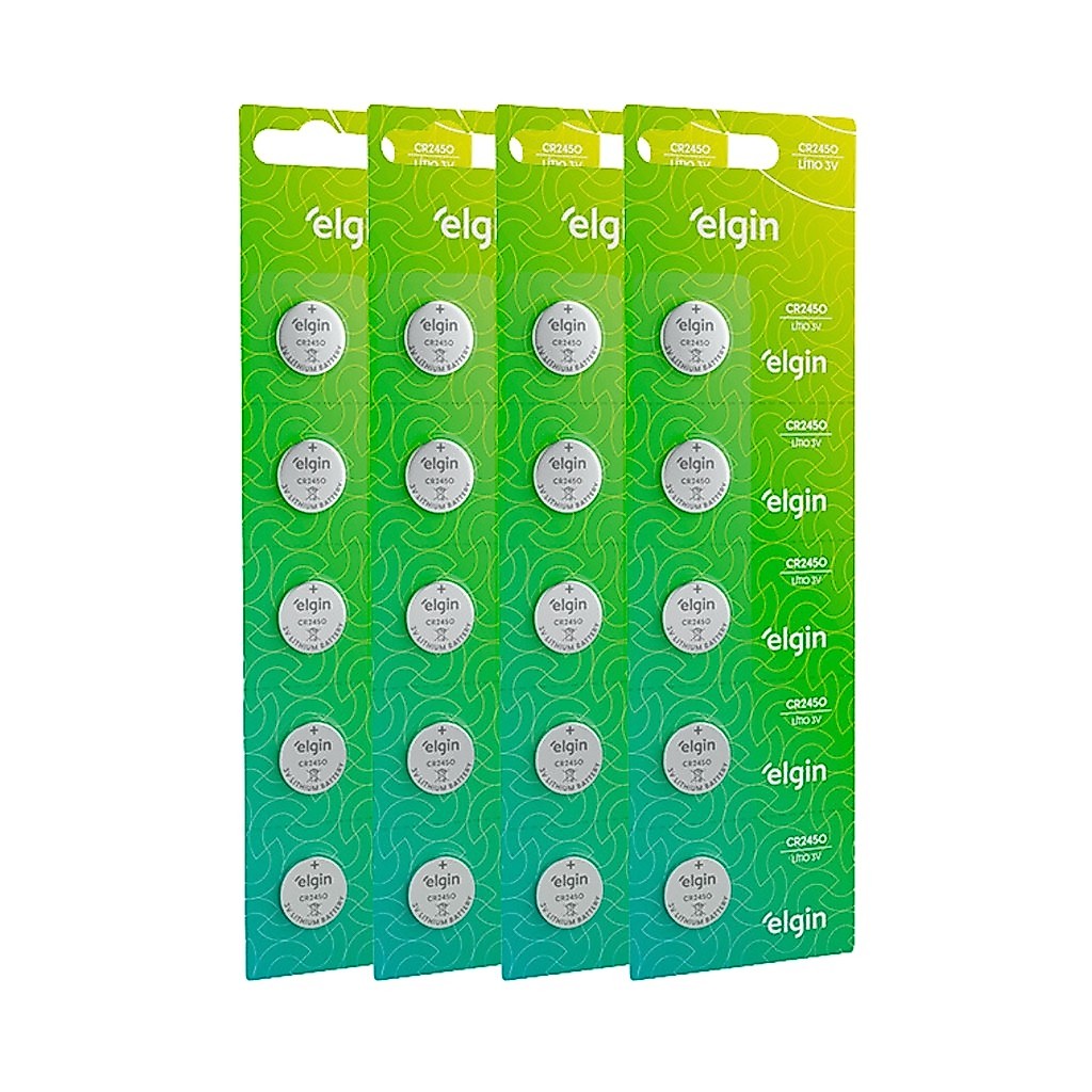 Kit 20 Baterias Pilha Moeda Cr2450 4 Cartela Brinquedo Elgin
