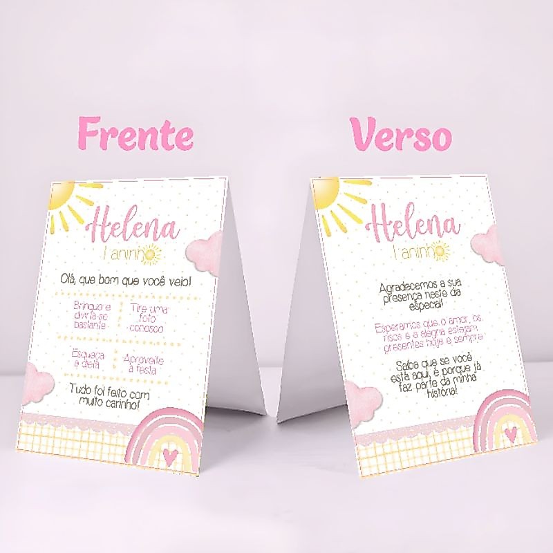 Agradecimento de Mesa Primeira Volta ao Sol Personalizado | Enfeite de mesa Meu Raio de Sol | Plaquinha Cartão Solzinho