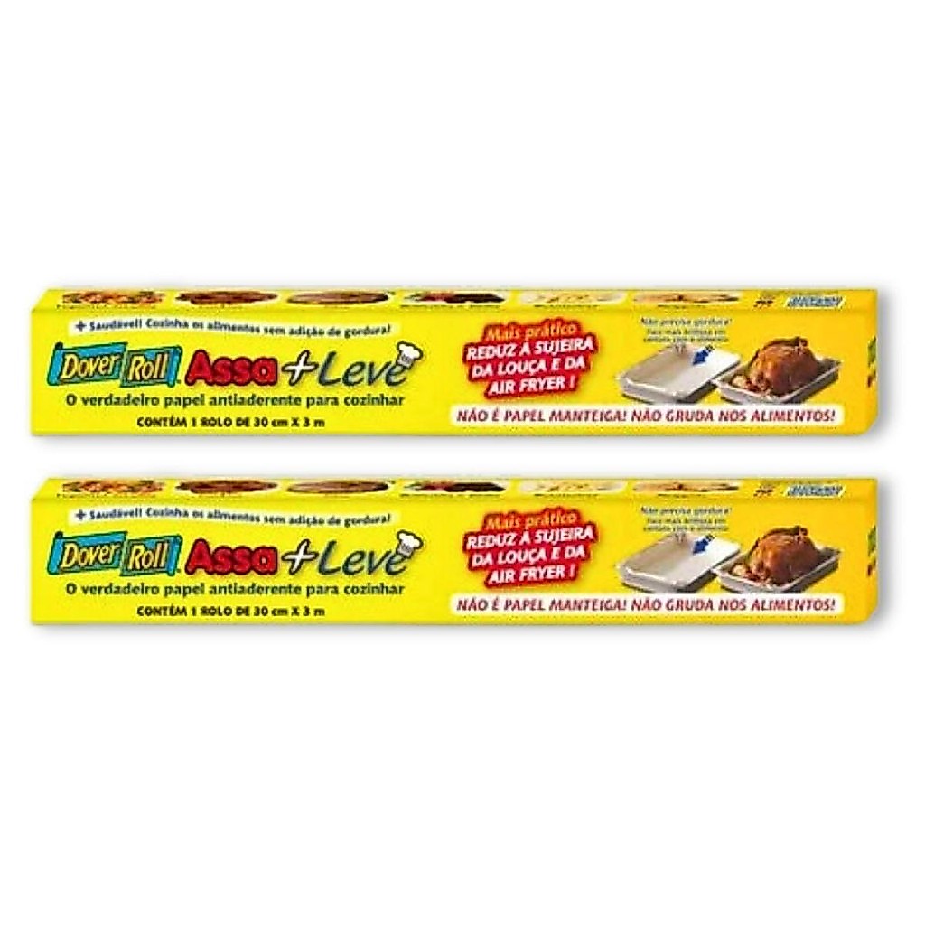 Kit 2un Assa + Leve Papel Antiaderente P/ Cozinhar 30Cm X 3M Dover Roll