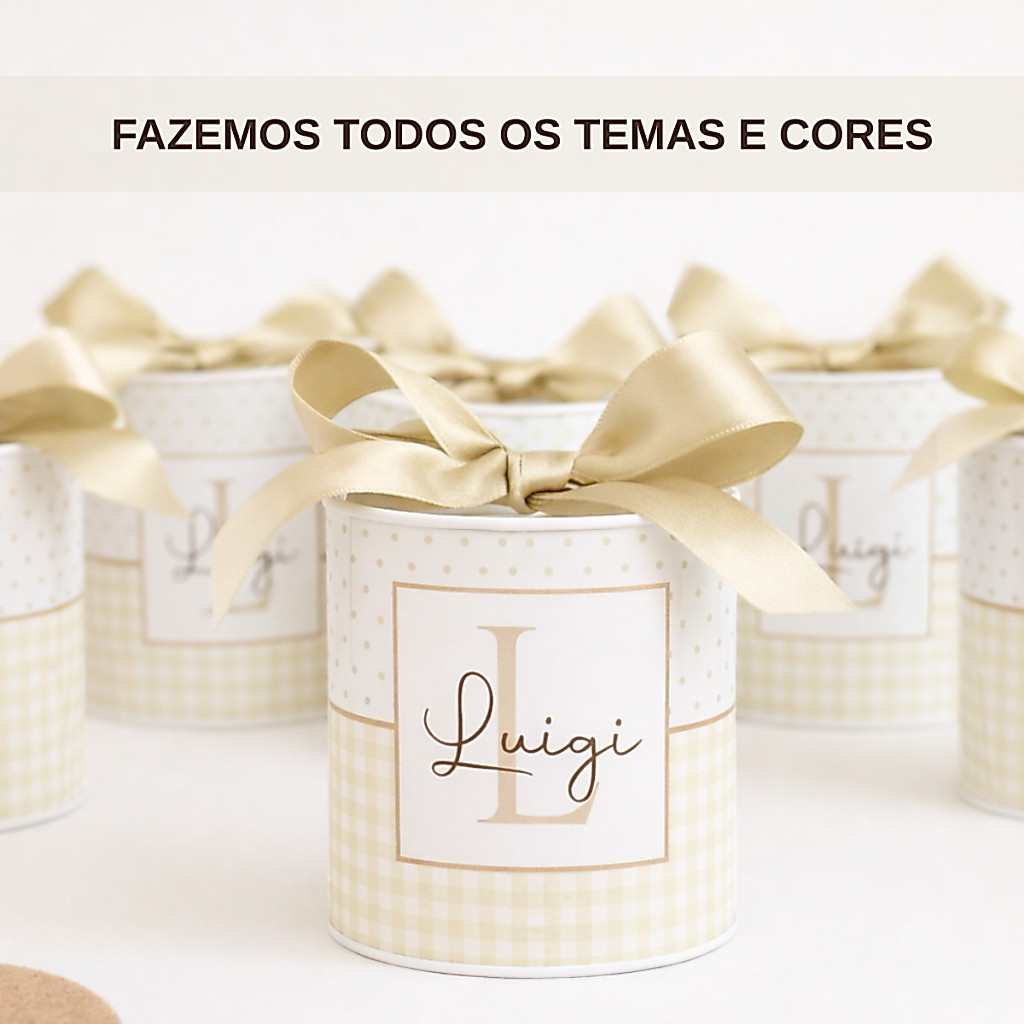 Tubolata Personalizada Bege 5x6 | Lembrancinha Maternidade, Batizado ou Chá de Bebê