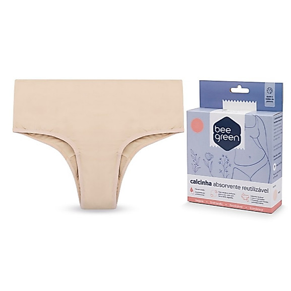 Calcinha Absorvente Reutilizável Bee Green P, M, G e GG