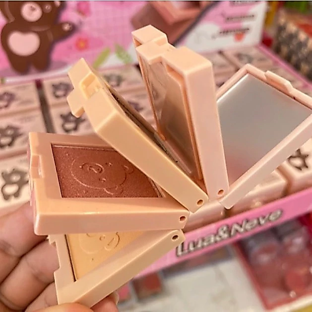 Mini Quarteto 4 em 1 Blush + Pó + Contorno + Iluminador - Lua a Neve Paleta de Bolsa Com Espelhinho — imagem 1