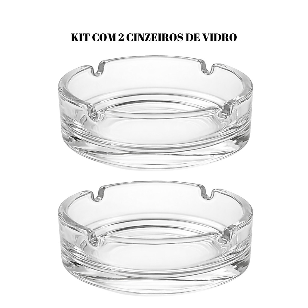 Cinzeiro De Vidro Redondo Para Bar Restaurante Casa Mesa Cor Transparente Batedor com 4 Apoios