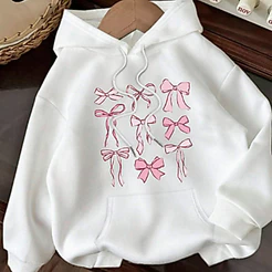 Moletom Canguru Adulto e Infantil Lacinhos Fofos Estilo Coquette Feminino Minimalista Casaco Unissex