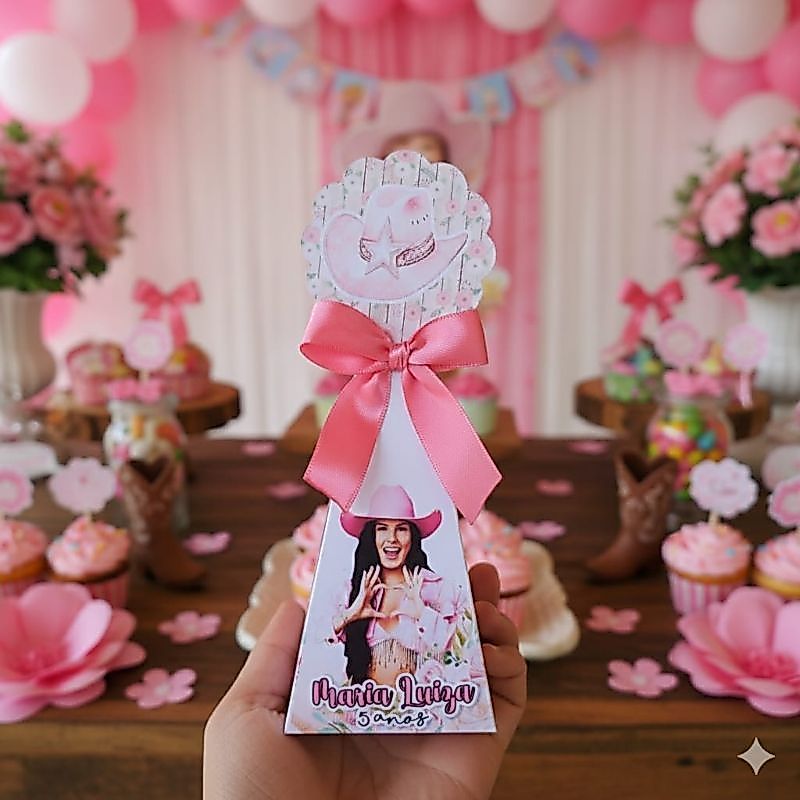 Caixa Pirâmide Cone Personalizada Ana Castela Lembrancinha de Aniversário Festa Infantil