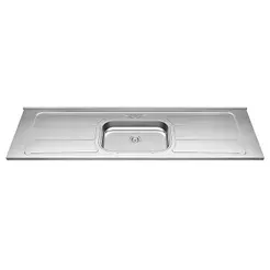 Pia de Cozinha com Cuba e Válvula Bali 200cm Aço Inox - Ghel Plus