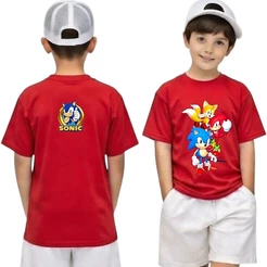 Camisa Camiseta Infantil Personagem Anime Turma Do Sonic 100% Algodão Tamanho 2 4 6 8 10 12 14