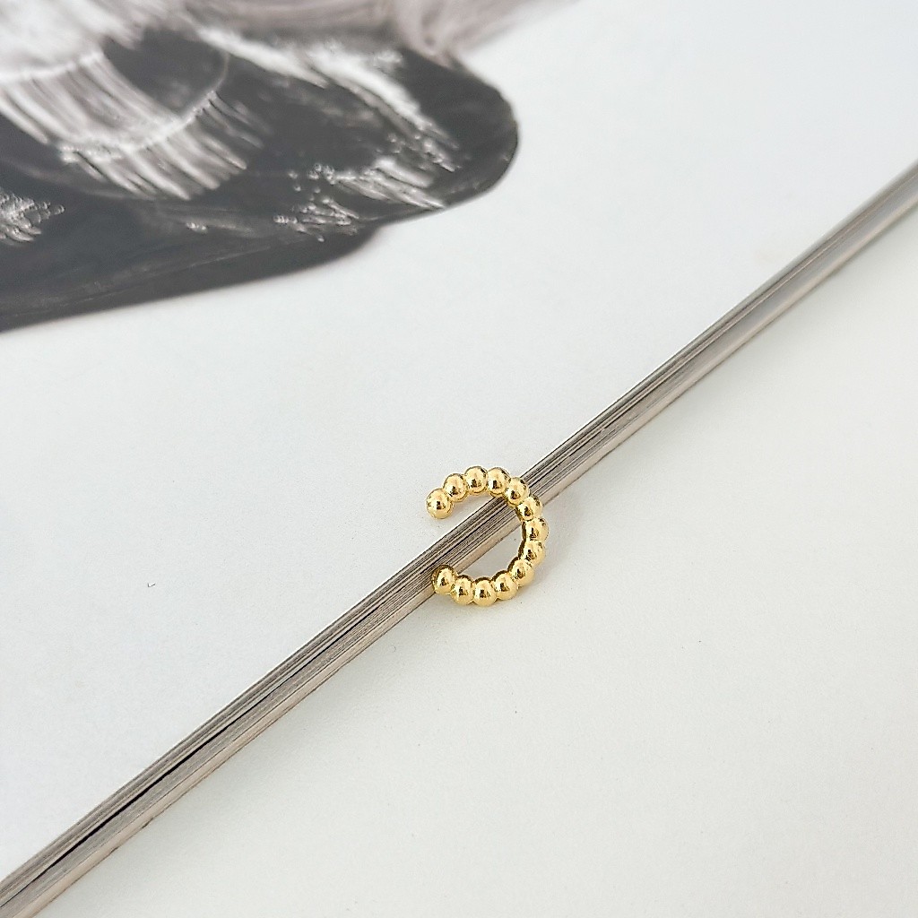 Piercing Fake Bolinha Ouro 18K Paládio Sem Furo Feminino Pressão Ajustável Ear Cuff Delicado — imagem 2 de 2
