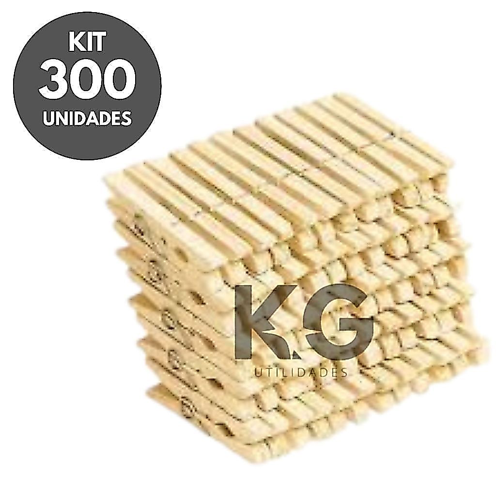 Kit 300 Prendedores de Roupa Madeira – Pregadores Reforçados Multiuso