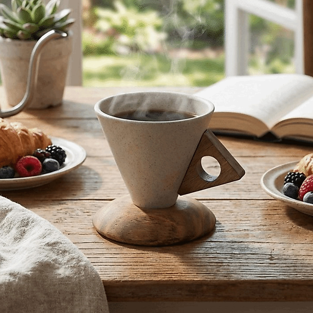 Xícara De Café De Cerâmica , Copo Para Beber Estilo Vintage , Caneca De Grés Com Base Artesanal