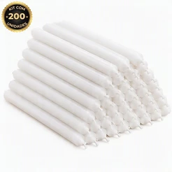 Kit 200 Unidades Velas Palito 18cm 100% Parafina Pura Colorida
