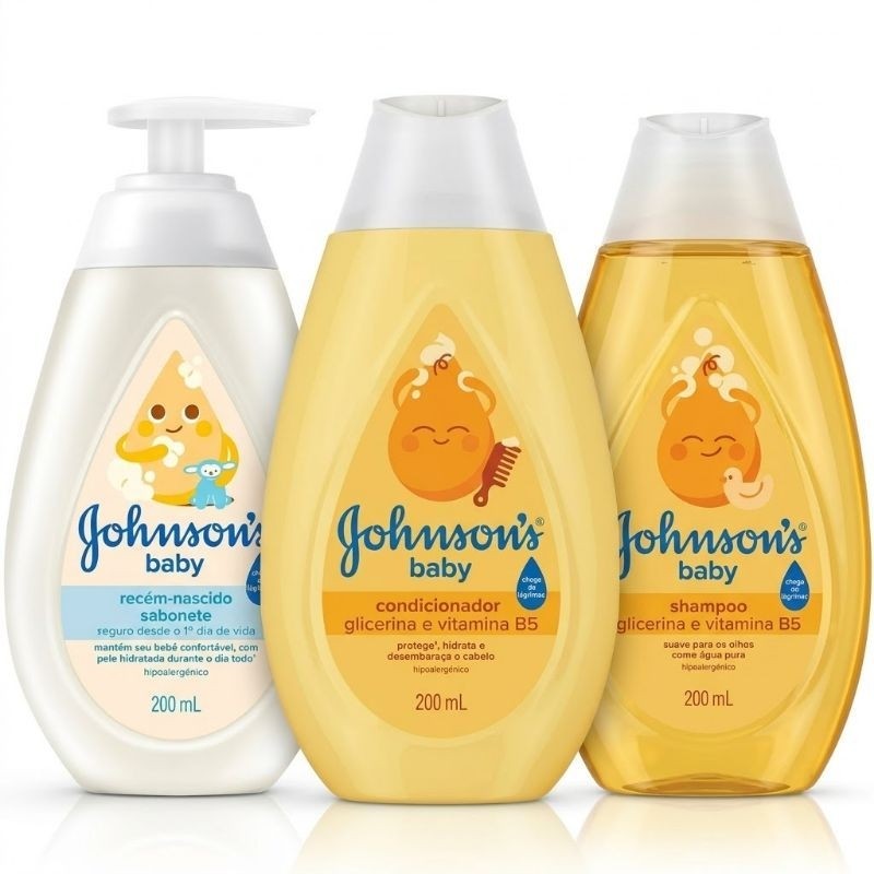 Kit Johnsons Recem Nascido  (sabonete Liquido, Shampoo, Condicionador c/ 200ml)