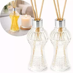 Kit 02 Frascos de Vidro Cinturinha 100ml C/ Tampa Luxo para Difusor + Varetas