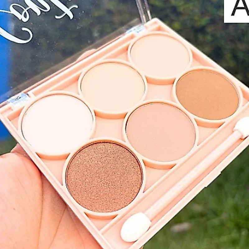 Paleta de Contorno 6 Cores Matte em Pó Compacto - Pincel Sombra Ruby Maquiagem Rose Febella