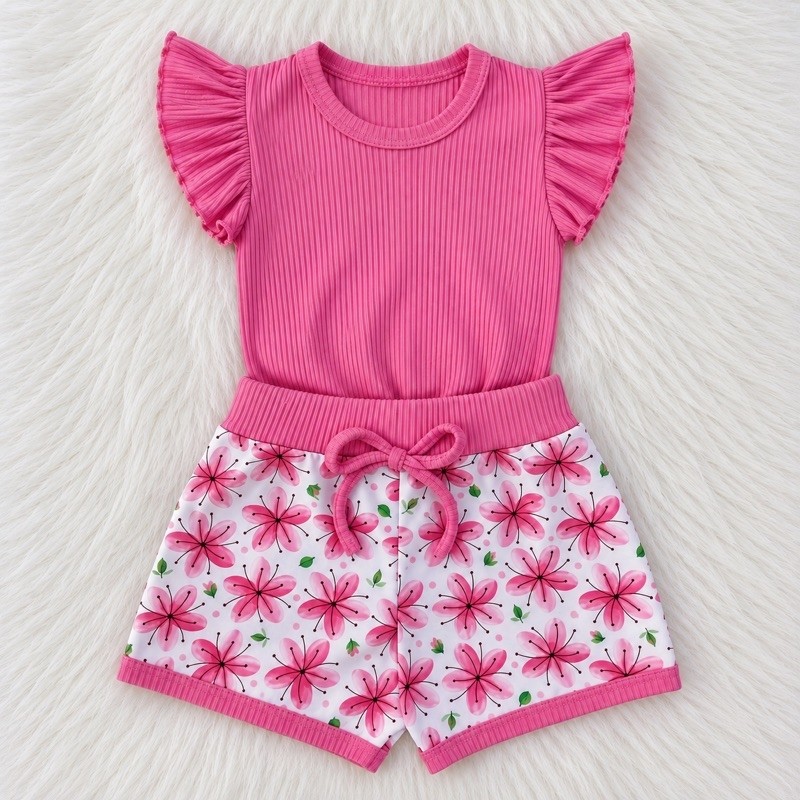 Conjunto com Cropped Manguinha FruFru Infantil de Menina