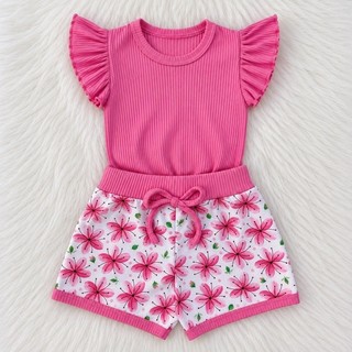 Conjunto com Cropped Manguinha FruFru Infantil de Menina