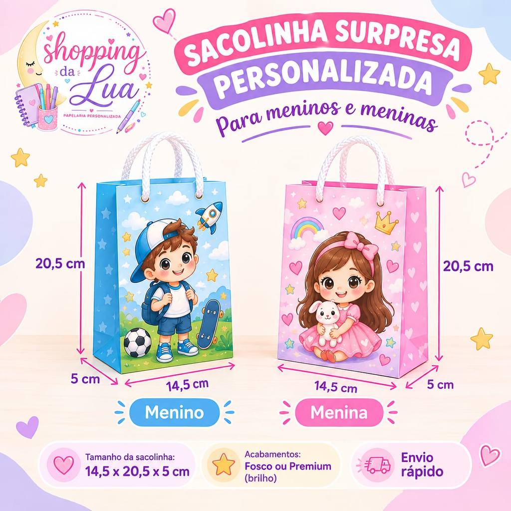 Kit 10-20-30- Sacolinhas Surpresa Personalizadas Lembrancinha/Festa infantil/Pegue e Monte — imagem 2 de 2