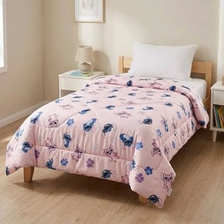 Edredom Sherpa Pelinho solteiro cobreleito cama posta Infantil Stitch 1,50x2,20m Cobertor Manta Sherpa Disne