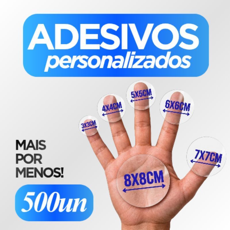 500 Adesivos Personalizado Etiqueta em Vinil branco ou Transparente 3x3 4x4 5x5 6x6 7x7 8x8 á prova d'água