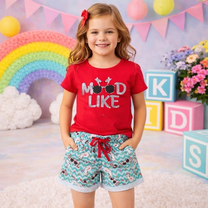 Conjunto Infantil Feminino Divertido & Confortável – Tamanho 8 Anos
