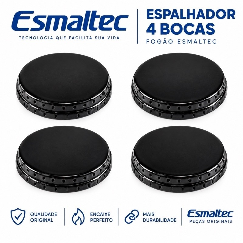 Kit 4 Tampas Espalhadores para Boca de Fogão Esmaltec Veneza /Caribe/ Munique /Ágata