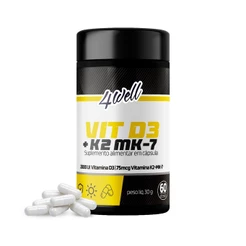 Vitamina D3 2000 UI + Vitamina K2 MK7 149mcg 4Well 60 Cápsulas 60 Doses Sem Glúten Lactose