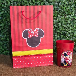kit sacola e copo minnie vermelha