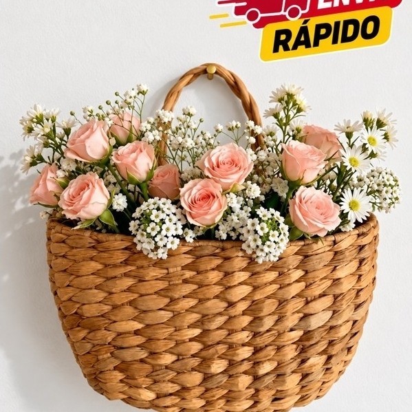 Floreira de Parede para Plantas em Palha de Taboa Artesanal
