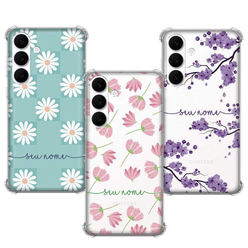 Capinha compatível com Samsung Galaxy S25 FE - Flores e Corações